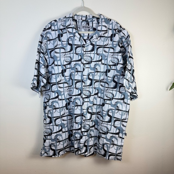 Stacy Adams Other - Stacy Adams Mens Button-down Shirt sz XXL Linen Bold Geo Pattern‎ Collared NEW